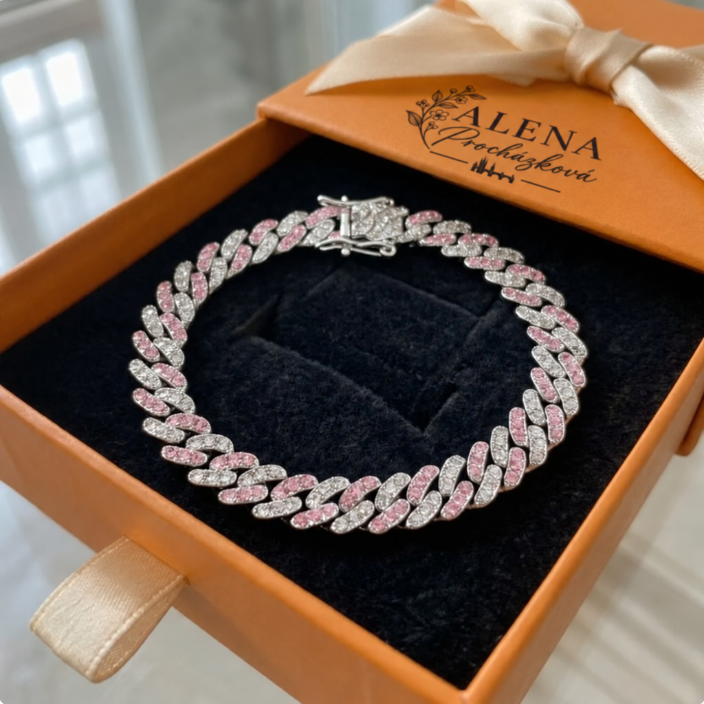 Kubánský náramek v ledově růžovém odstínu
