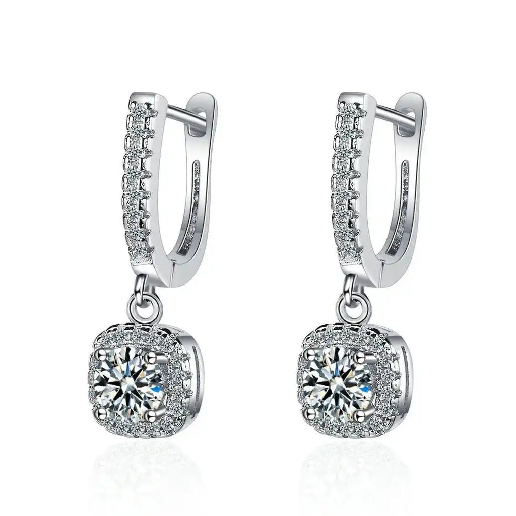 Klasické náušnice z bílého zlata s kamenem