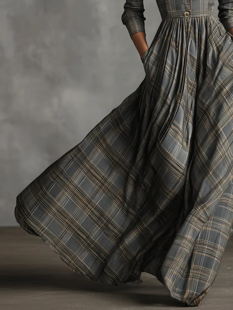 Kristýna | Maxi šaty s kostkou tartan