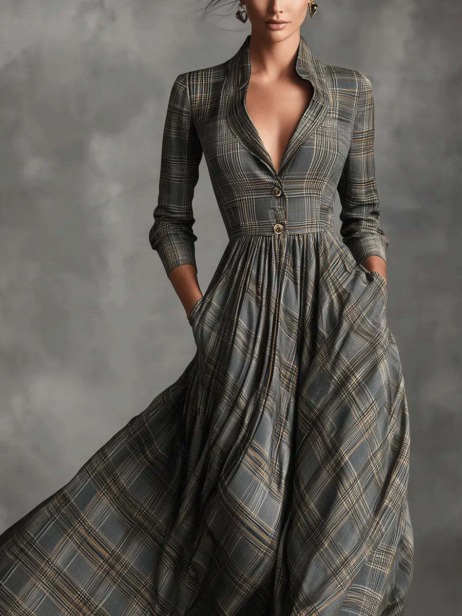 Kristýna | Maxi šaty s kostkou tartan