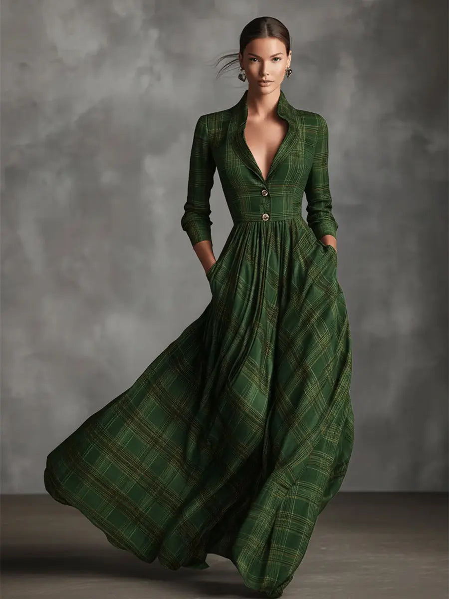 Kristýna | Maxi šaty s kostkou tartan