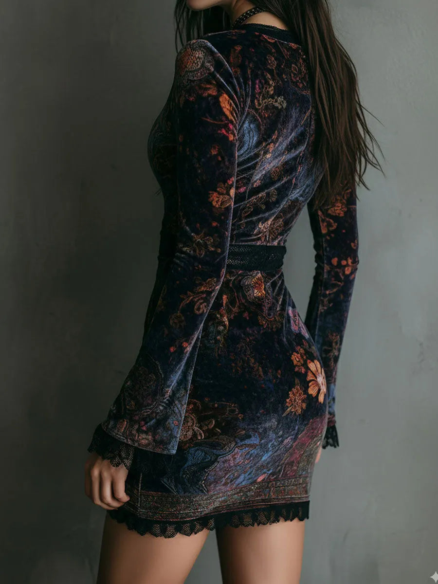 Tereza | Krátké boho šaty s květinami