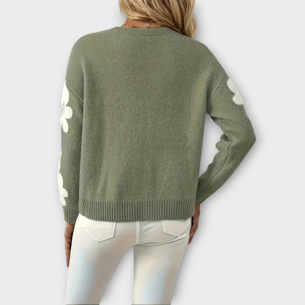 Silke - Měkký pletený svetr s květinovým designem