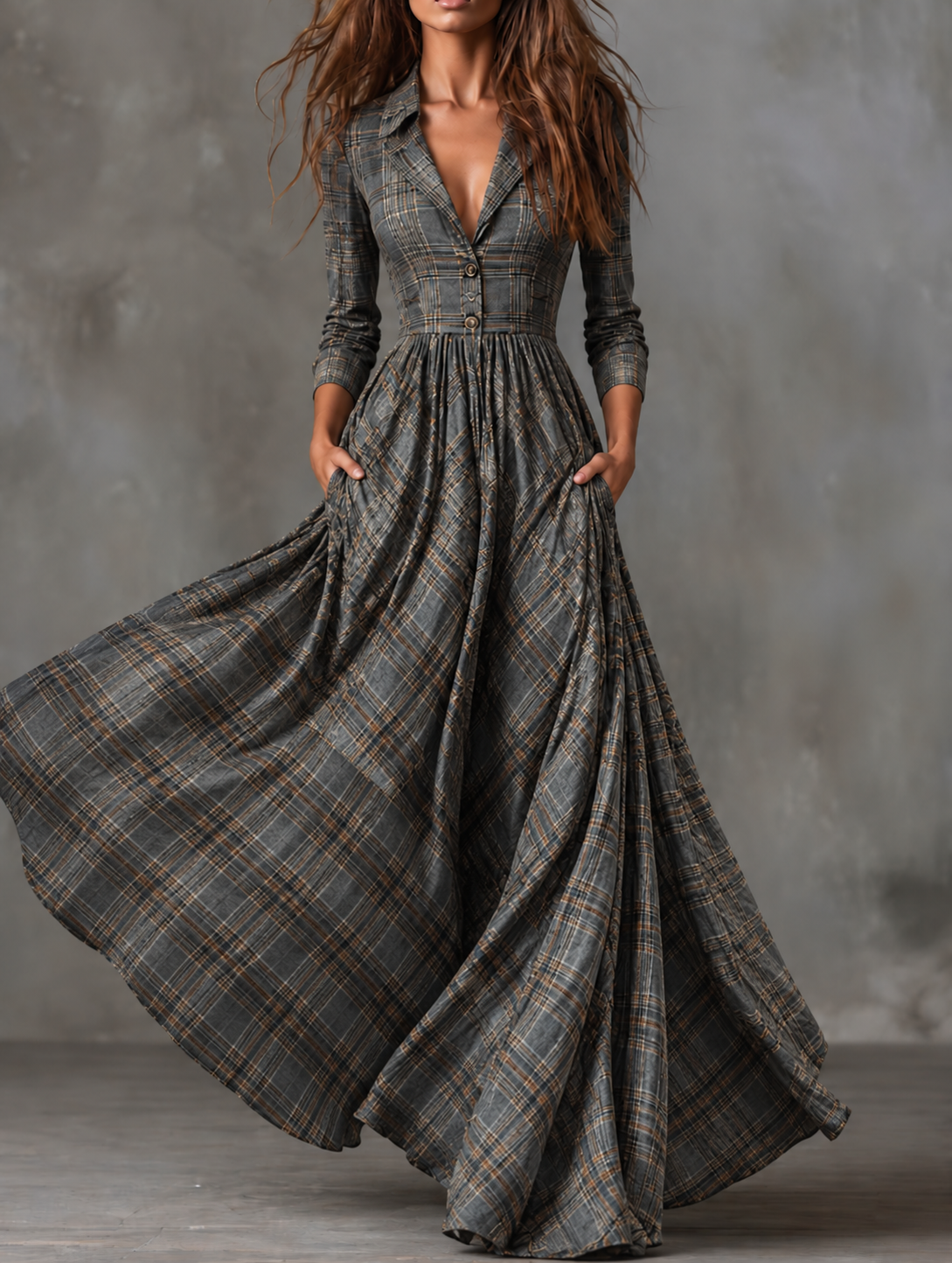 Kristýna | Maxi šaty s kostkou tartan