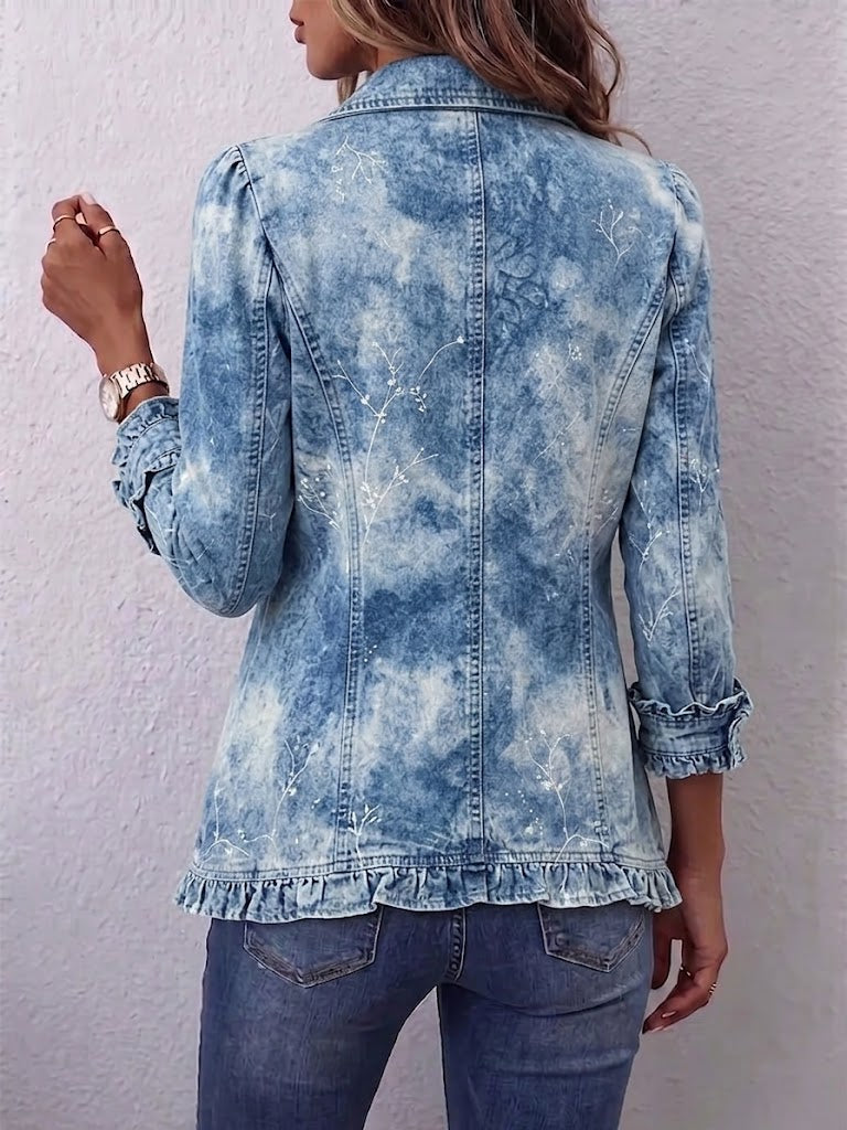 Jolana | Boho bunda s volánky a přechodovým botanickým potiskem