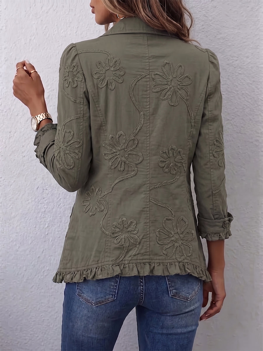 Kamila | Boho bunda s květinovou výšivkou a volánky