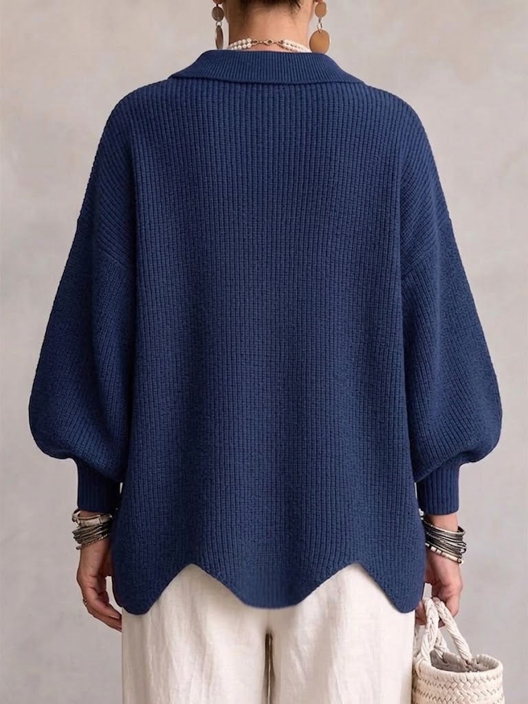 Barbora| Oversized Cardigan s Límcem a Velkými Kovovými Knoflíky