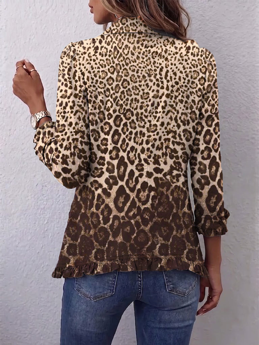 Naděžda | Bunda s volánky a leopardím potiskem