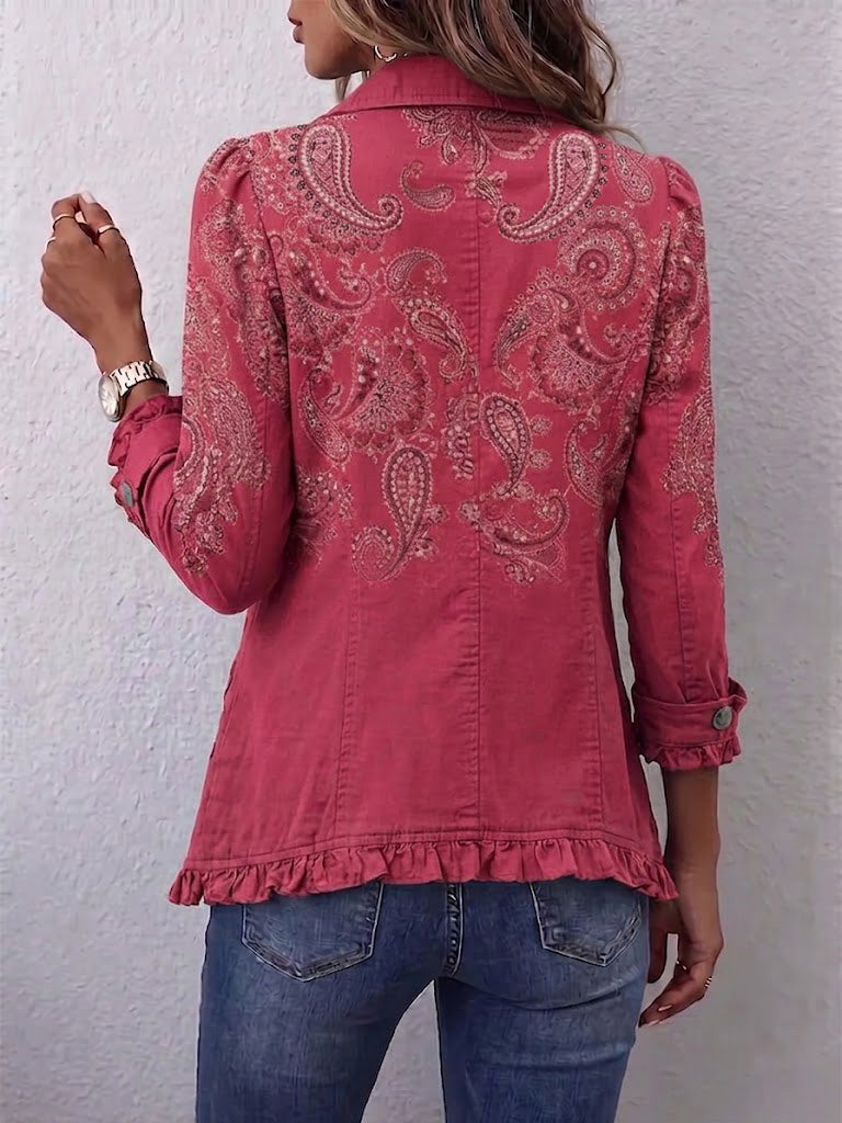 Andrea | Vintage bunda s volánky a paisley potiskem