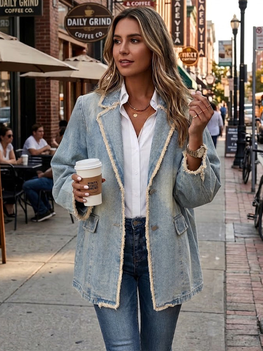 Dita | Oversize sako ve vintage stylu s nezažehlenými okraji