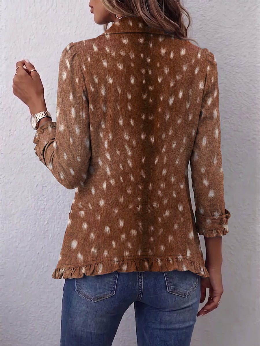 Nela | Boho bunda s volánky a zvířecím potiskem