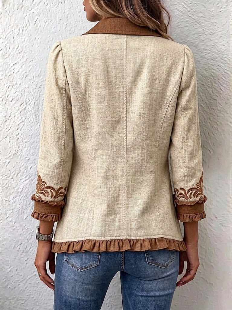 Dagmar | Vintage boho bunda s květinovou výšivkou a volánky